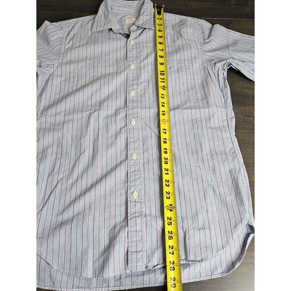 Vintage J. Crew Men's Long Sleeve Button Down Blue Pinstriped Shirt Size Small - Picture 3 of 8